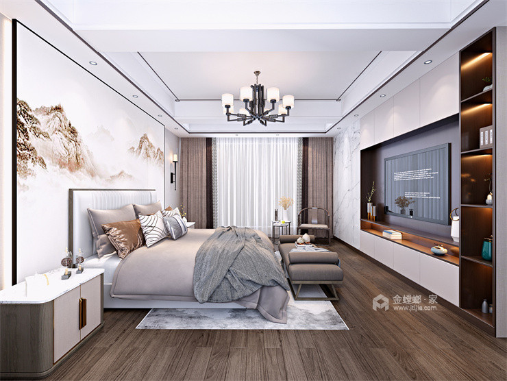 240平东城江南新中式风格-卧室效果图及设计说明