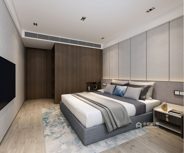 140平周山汇水现代风格-卧室效果图及设计说明