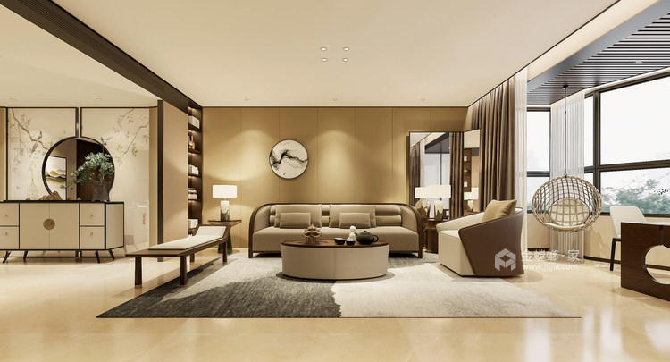 270平正弘瓴筑新中式风格-客厅效果图及设计说明
