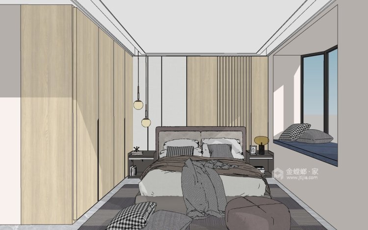 118平鑫苑国际新城现代风格-卧室效果图及设计说明