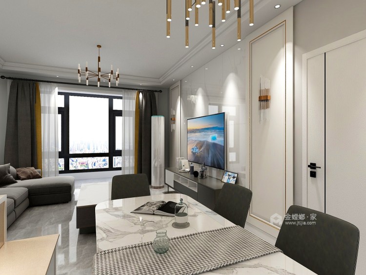 120平福晟园现代风格-客厅效果图及设计说明
