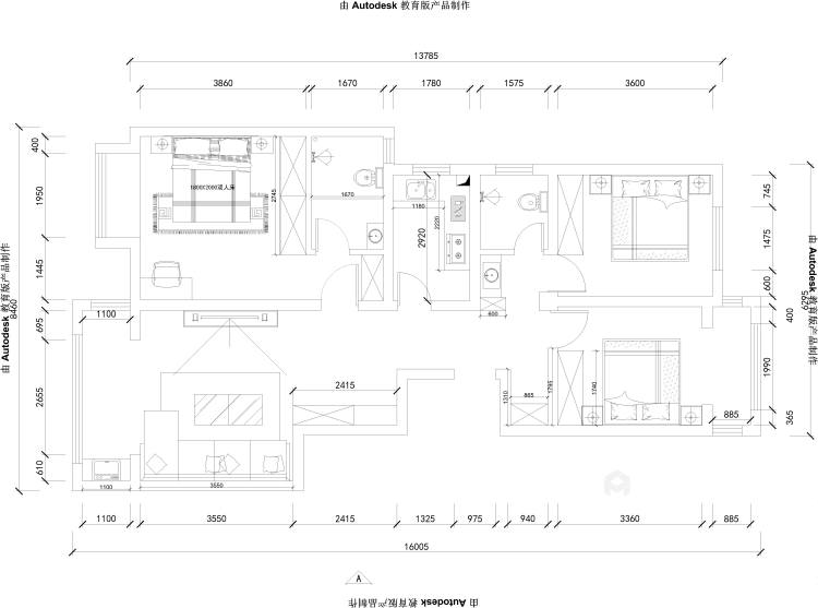 120平福晟园现代风格-平面设计图及设计说明