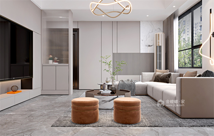 130平帝景豪庭现代风格-客厅效果图及设计说明
