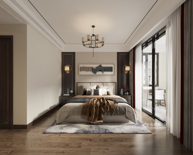 125平永威观澜庭新中式风格-卧室效果图及设计说明