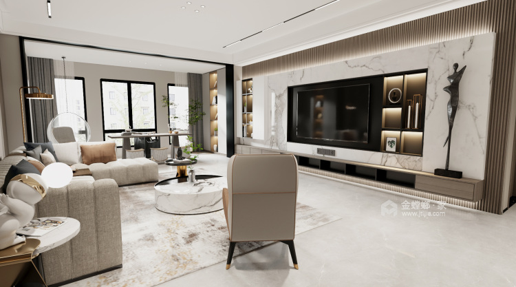 230平鸿曦悦海湾现代风格-轻奢私宅，超有范！-客厅效果图及设计说明
