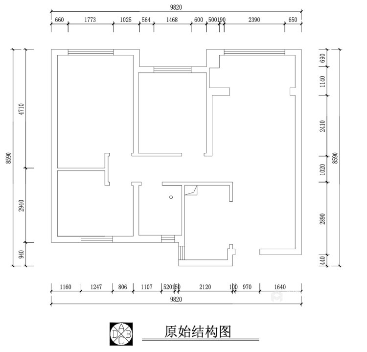 89平绿都紫荆华庭现代风格-业主需求&原始结构图