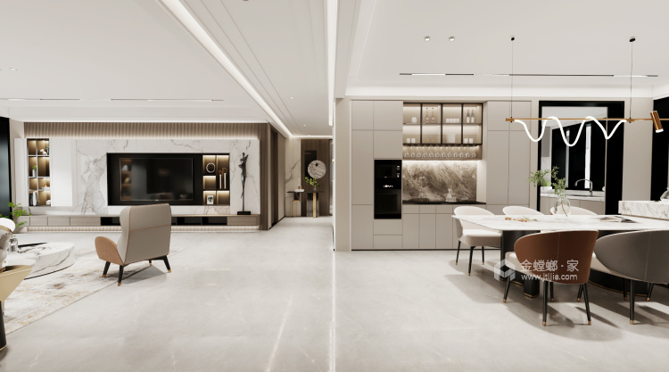 230平鸿曦悦海湾现代风格-轻奢私宅，超有范！-客厅效果图及设计说明