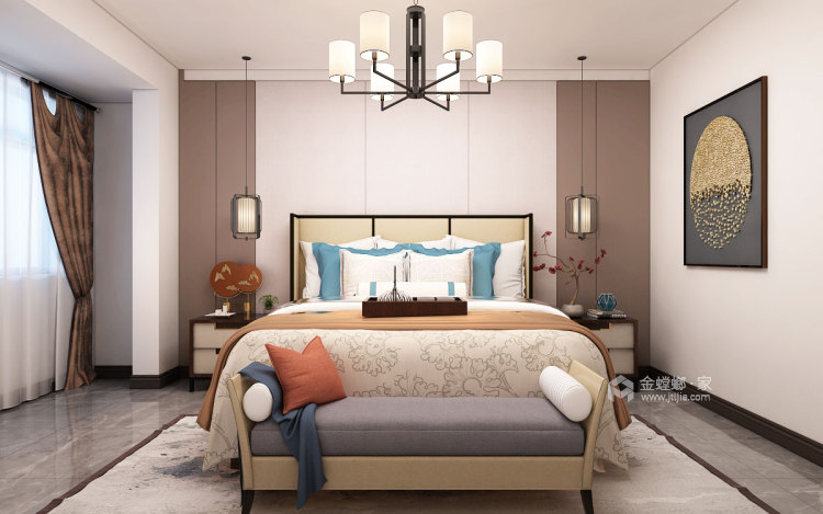 134平碧源月湖桂园新中式风格-卧室效果图及设计说明