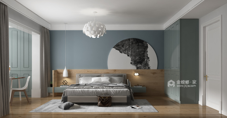 160平和平门现代风格-回归最初的平静-卧室效果图及设计说明