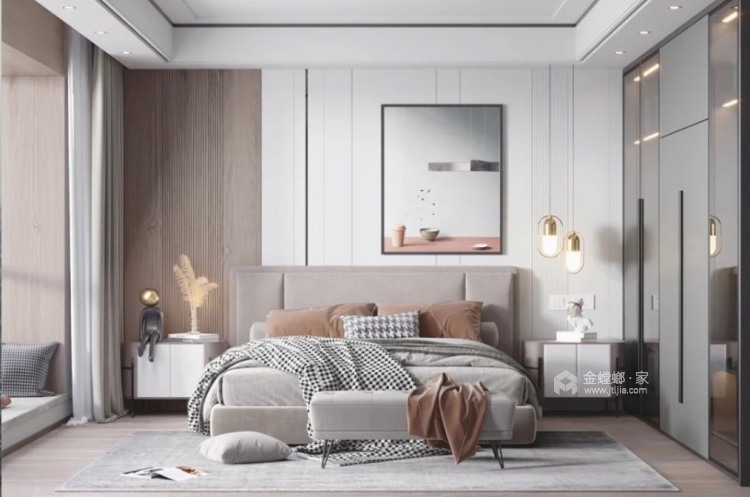 122平豫发国园现代风格-向心而居-卧室效果图及设计说明