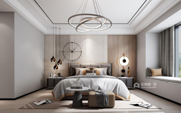270平鸿基君临天下现代风格-卧室效果图及设计说明