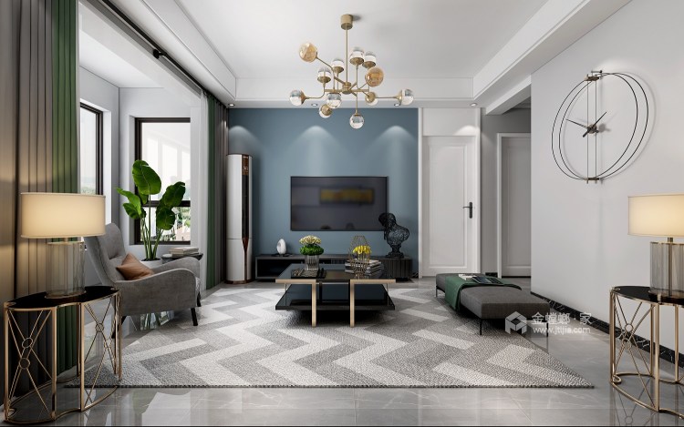 90平华南城现代风格-客厅效果图及设计说明