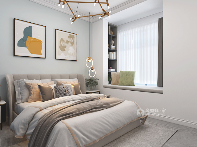 113平浩创梧桐花语现代风格-卧室效果图及设计说明