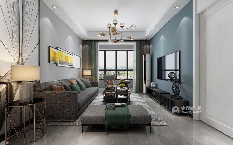 90平华南城现代风格-客厅效果图及设计说明