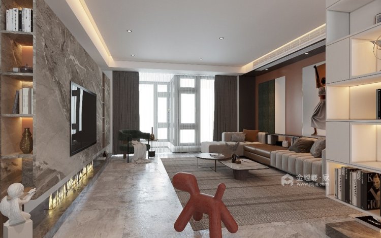 150平建业桂园现代风格-客厅效果图及设计说明