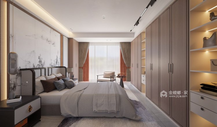 400平塞纳左岸现代风格-卧室效果图及设计说明