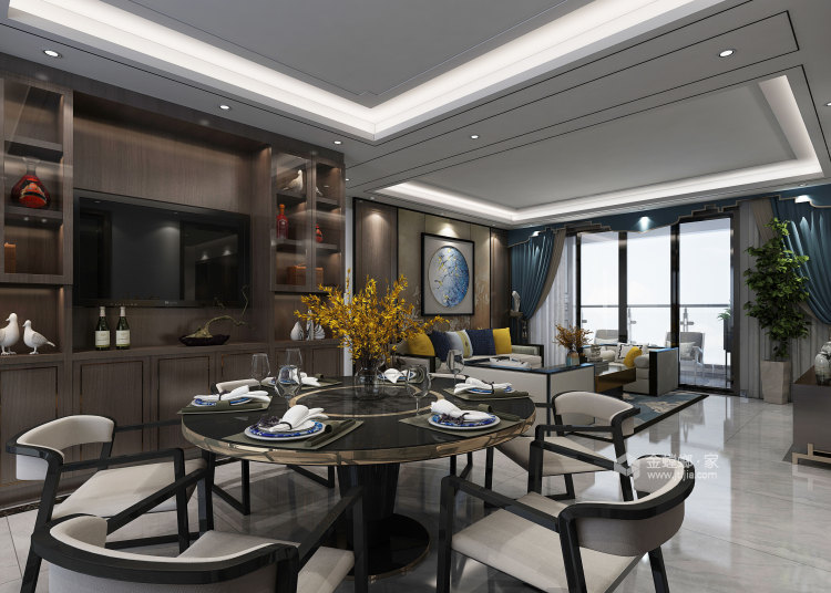 220平未来方舟新中式风格-餐厅效果图及设计说明