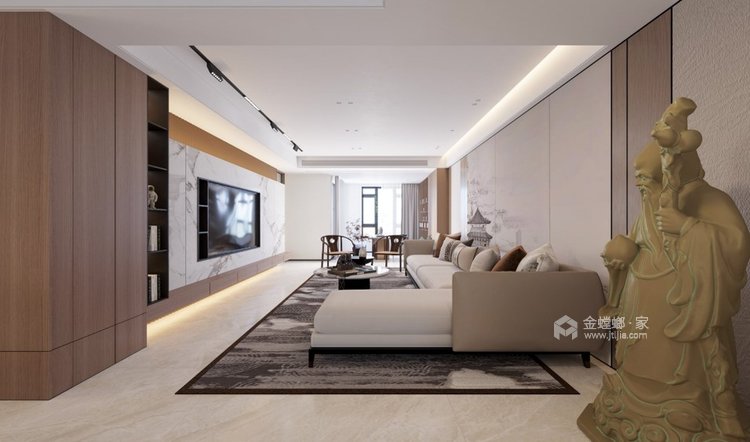 400平塞纳左岸现代风格-客厅效果图及设计说明