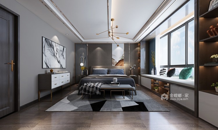 300平金沙湖高尔夫官邸现代风格-卧室效果图及设计说明