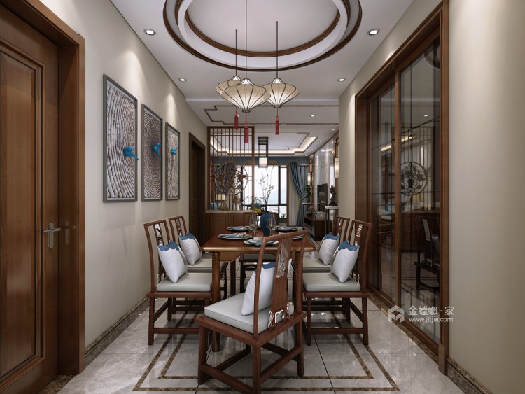 140平中建翰林苑新中式风格-餐厅效果图及设计说明