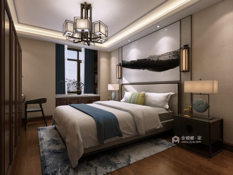 140平中建翰林苑新中式风格-卧室效果图及设计说明