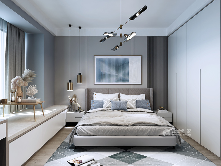 87平有色地质家园现代风格-卧室效果图及设计说明