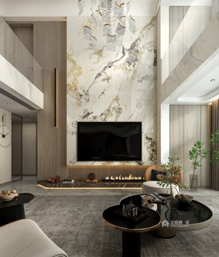 220平邹区星光城现代风格-适合年轻人的轻享家-客厅效果图及设计说明