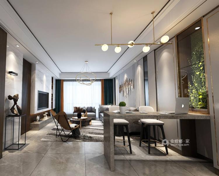 128平绿地国博海珀九龙现代风格-客厅效果图及设计说明