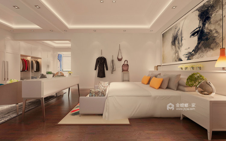 520平英特拉根小镇现代风格-卧室效果图及设计说明