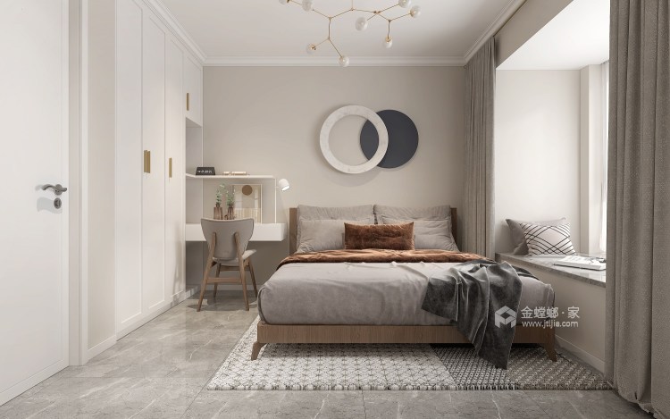 90平永威西郡现代风格-卧室效果图及设计说明
