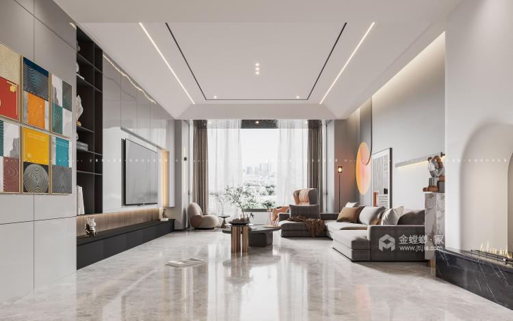 230平紫京叠院现代风格-客厅效果图及设计说明