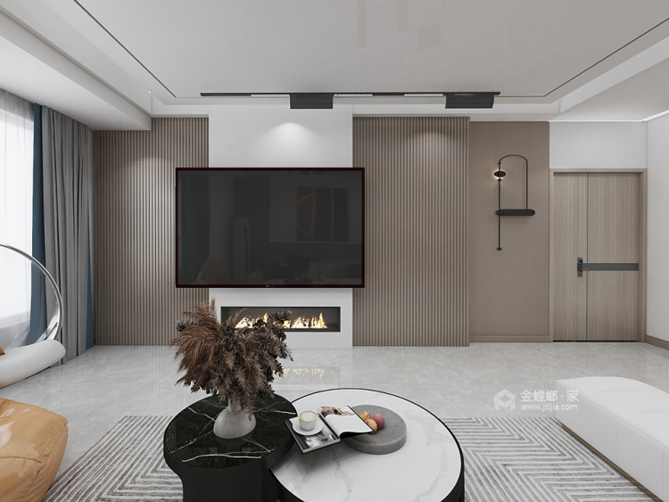 140平书房苑日式风格-原木现代风，简约舒适，实用档次-客厅效果图及设计说明