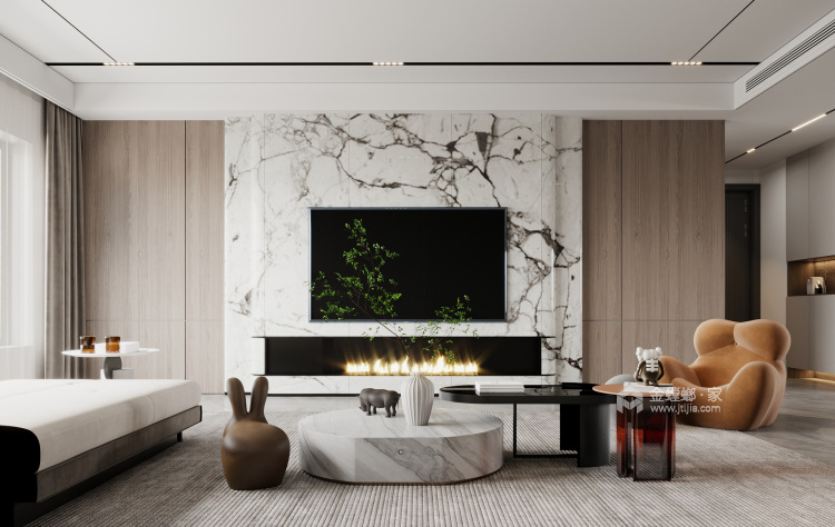 170平壹湖国际现代风格-客厅效果图及设计说明