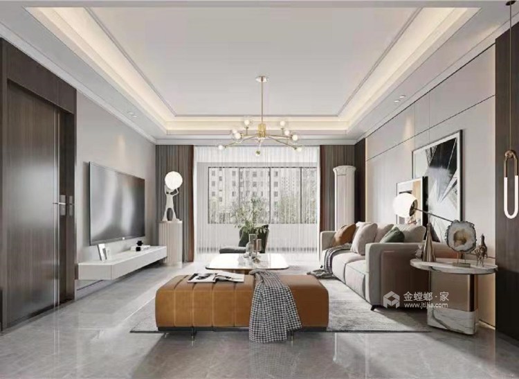 142平美的雍翠园现代风格-客厅效果图及设计说明
