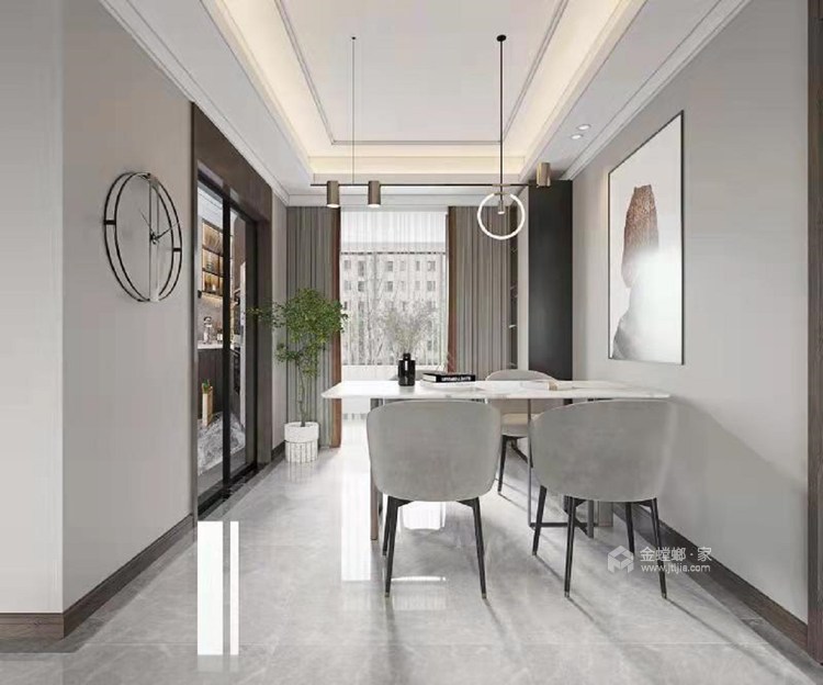 142平美的雍翠园现代风格-餐厅效果图及设计说明