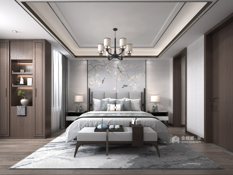 158平湖畔樾山新中式风格-致平淡而温馨的家-卧室效果图及设计说明