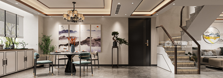 270平金御蓝湖新中式风格-宁静东方 雅韵-餐厅效果图及设计说明