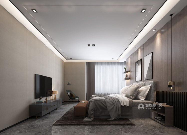 300平中铁阅山湖现代风格-卧室效果图及设计说明