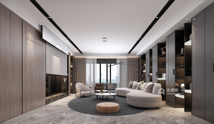 300平中铁阅山湖现代风格-客厅效果图及设计说明