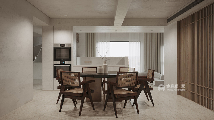 500平森林别墅现代风格-让空间更纯粹-餐厅效果图及设计说明