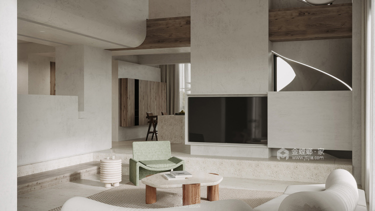 500平森林别墅现代风格-让空间更纯粹-客厅效果图及设计说明∩