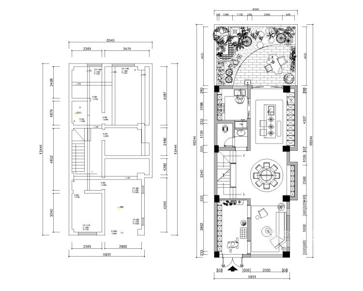 350平教苑花园简美风格-美式精致生活-业主需求&原始结构图