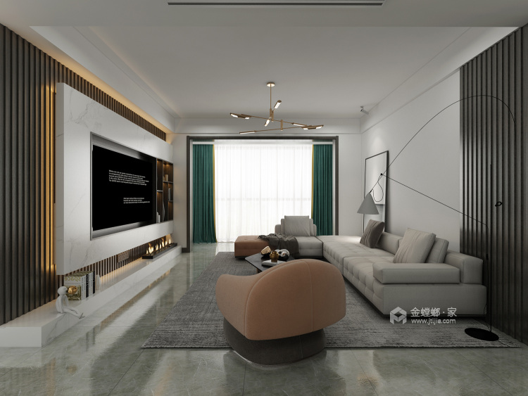 160平湘建雅苑现代风格-客厅效果图及设计说明