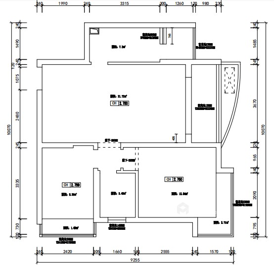 140平凯德世纪名邸现代风格-业主需求&原始结构图