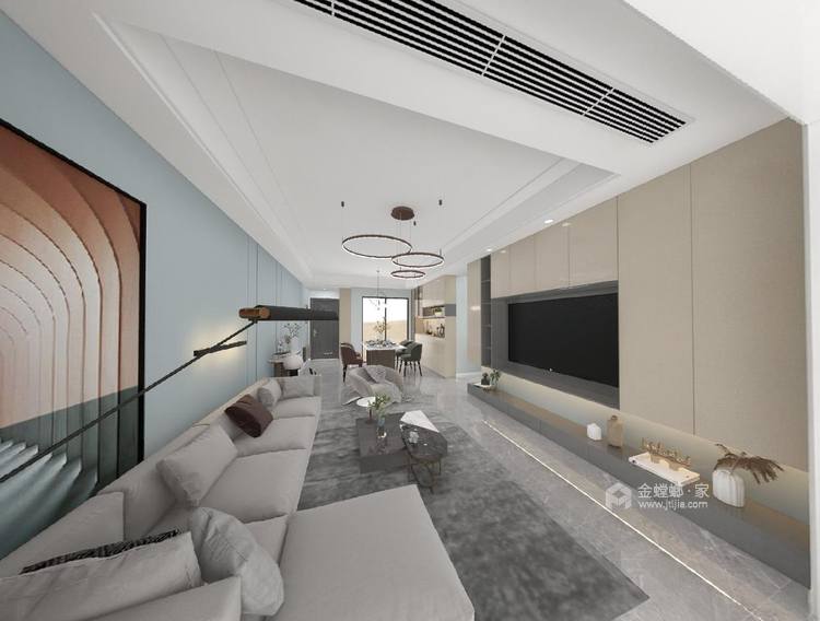 123平滨河湾现代风格-客厅效果图及设计说明