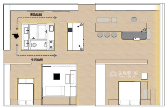 100平人民路568号日式风格-普通人的舒适生活-平面设计图及设计说明