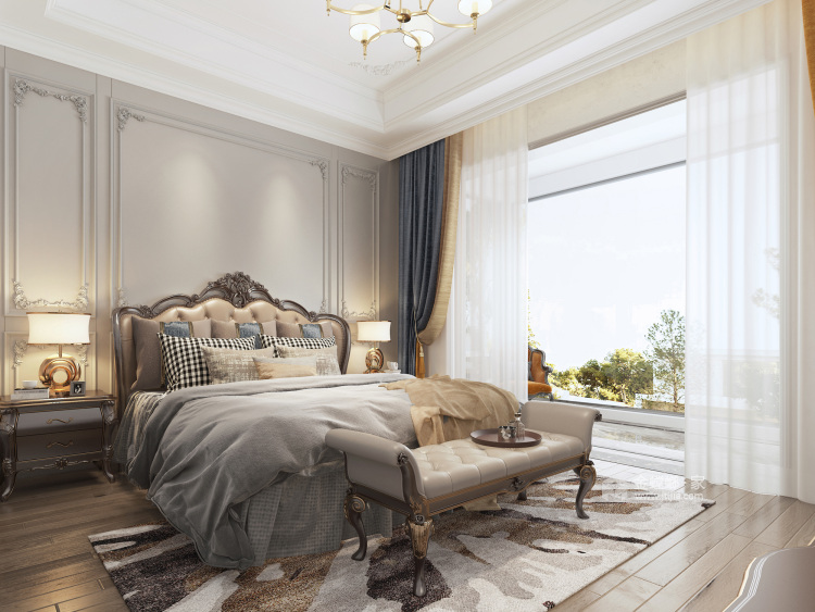 330平自建别墅美式风格-卧室效果图及设计说明