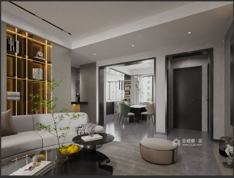 126平水语金城现代风格-高级灰有质感的家-餐厅效果图及设计说明