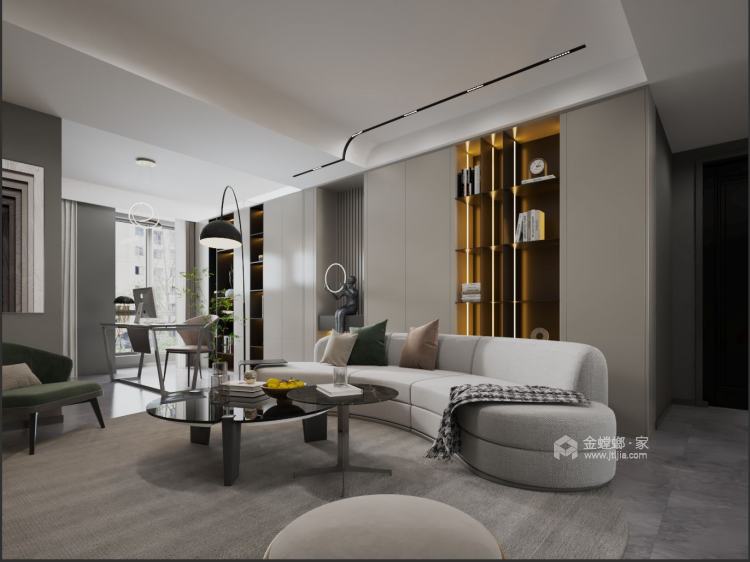 126平水语金城现代风格-高级灰有质感的家-客厅效果图及设计说明