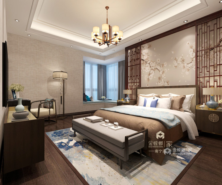 330平恒大苹果园新中式风格-卧室效果图及设计说明